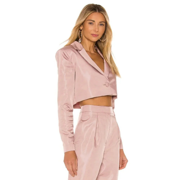 NBD Harmony Mauve Pink Cropped Ripstop Blazer Large New Womens Jacket - Picture 10 of 10